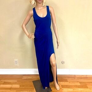 Amanda Uprichard Royal Blue Maxi Dress with Side Slit